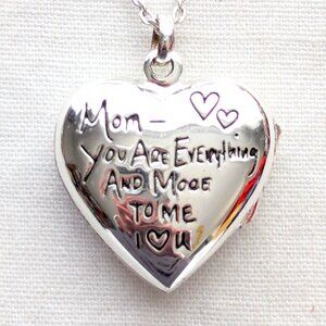 Mom Heart Locket Pendant Pendant Necklace Love Hearts Mother's Day Gift 18"